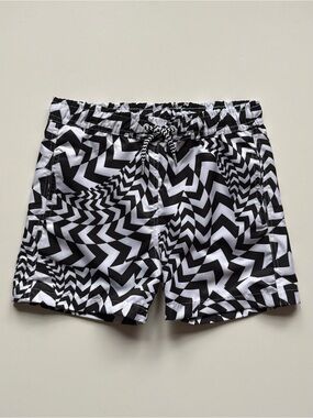 Boardies Boys Black & White Hazard Swim Shorts - Size 5-6